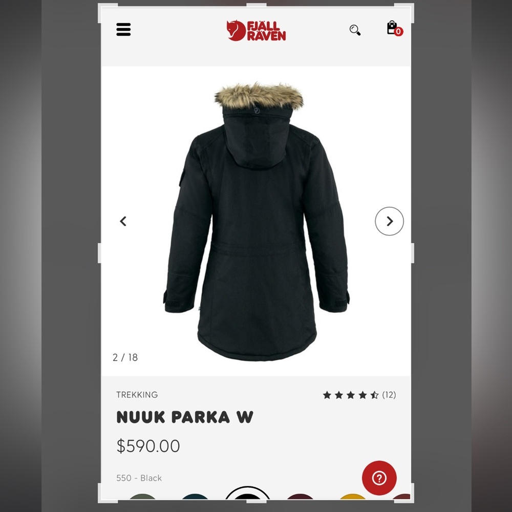 Women’s Sz L Black FjallRaven NUUK PARKA